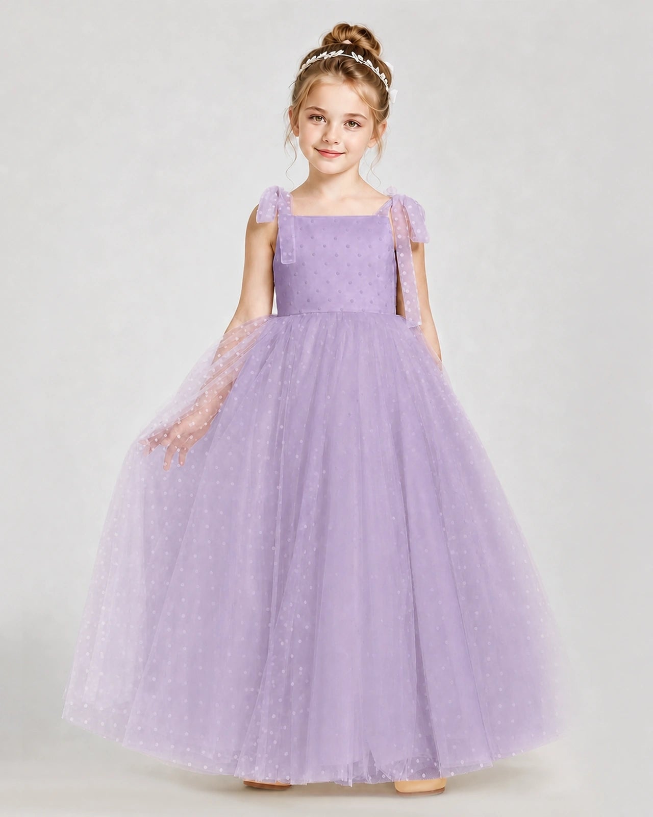 Wisteria Tulle A-line Girls Formal Dress Front View