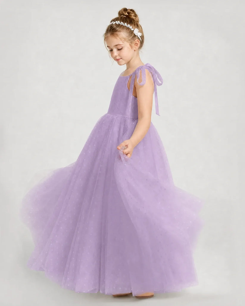 Wisteria Tulle A-line Girls Formal Dress Side View