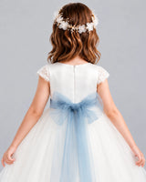 Dusty Blue Ball Gown Flower Girl Dress Back_Detail [Shared]