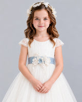 Dusty Blue Ball Gown Flower Girl Dress Detail [Shared]