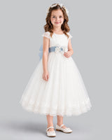 Dusty Blue Ball Gown Flower Girl Dress Side [Shared]