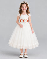 Burnt Orange Ball Gown Flower Girl Dress Front