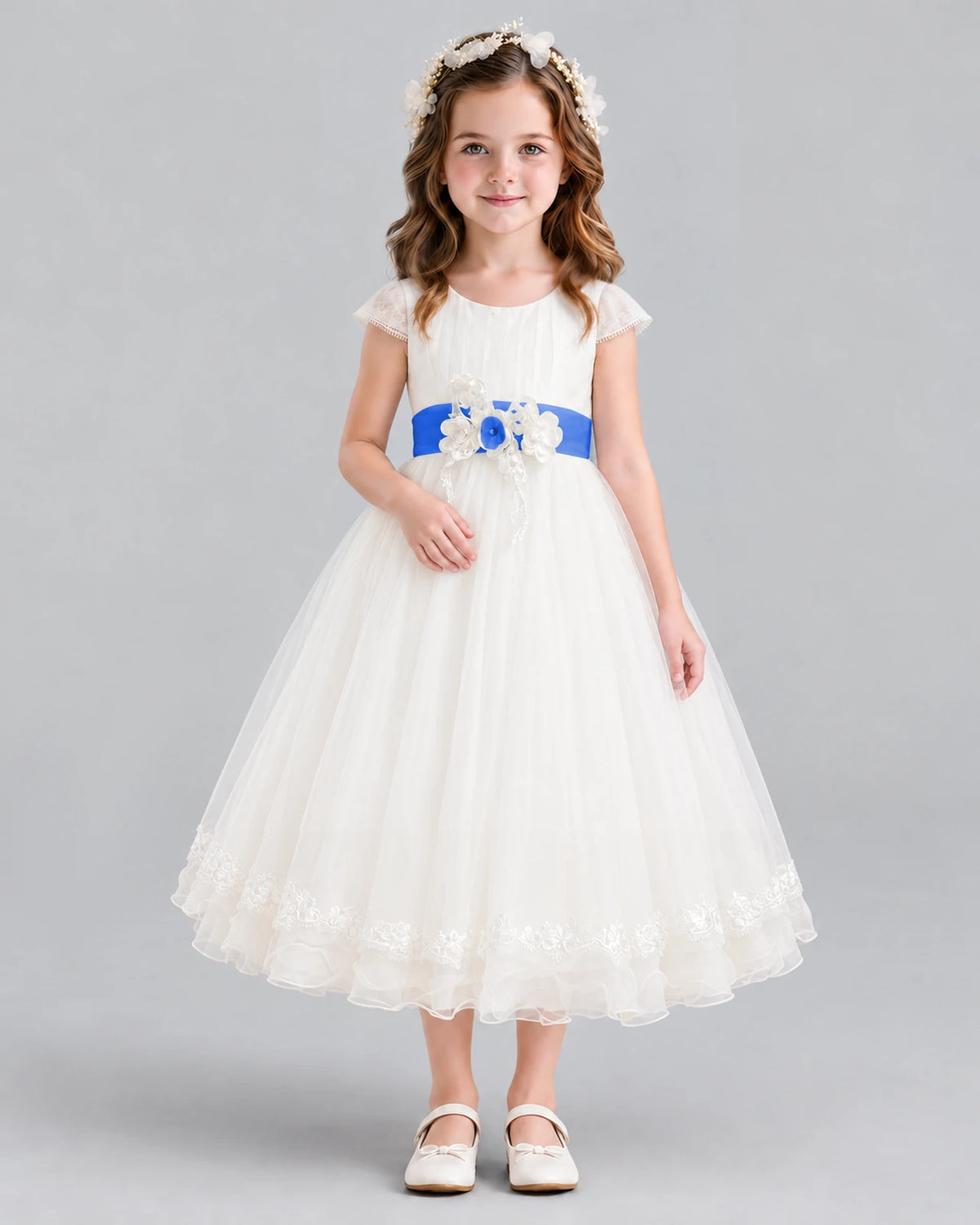Royal Blue Ball Gown Flower Girl Dress Front