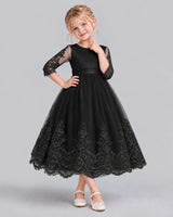Black Ball Gown Flower Girl Dress Front