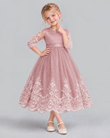 Dusty Rose Ball Gown Flower Girl Dress Front
