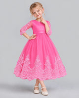 Hot Pink Ball Gown Flower Girl Dress Front