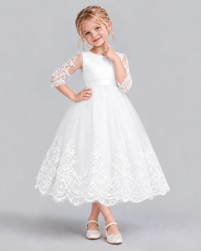 Ivory Ball Gown Flower Girl Dress Front