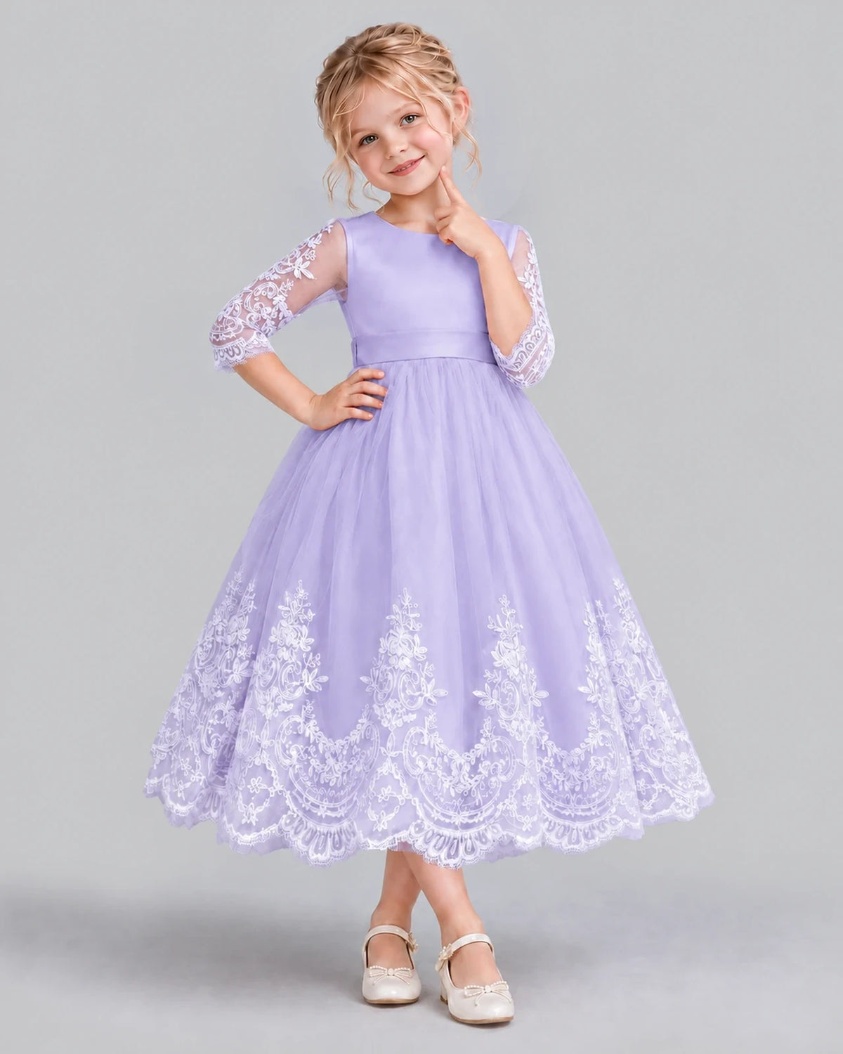 Lavender Ball Gown Flower Girl Dress Front