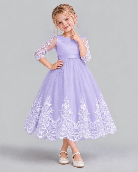 Lavender Ball Gown Flower Girl Dress Front