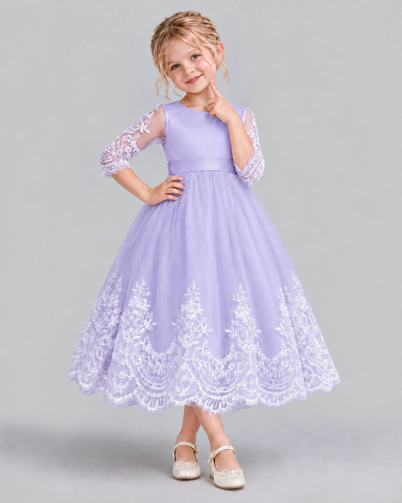 Lavender Ball Gown Flower Girl Dress Front