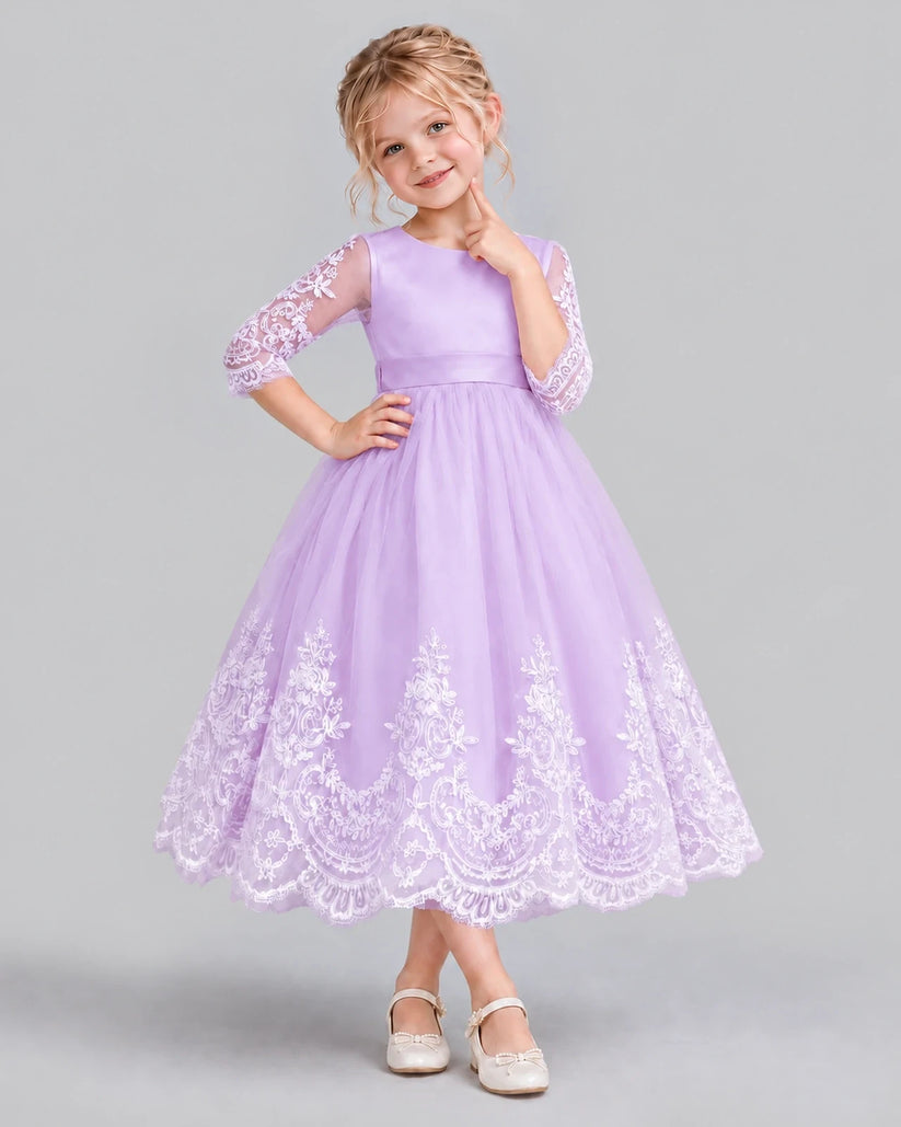 Lilac Ball Gown Flower Girl Dress Front