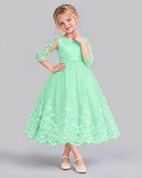 Mint Green Ball Gown Flower Girl Dress Front