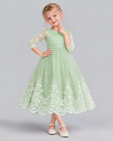 Sage Green Ball Gown Flower Girl Dress Front