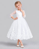 White Ball Gown Flower Girl Dress Front