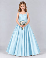 Baby Blue Ball Gown Junior Bridesmaid Dress Front