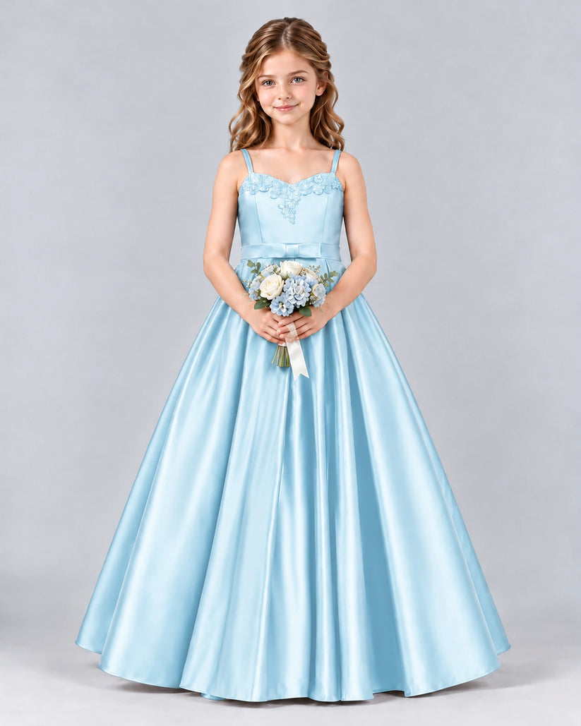 Baby Blue Ball Gown Junior Bridesmaid Dress Front