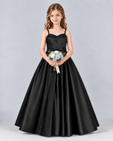 Black Ball Gown Junior Bridesmaid Dress Front