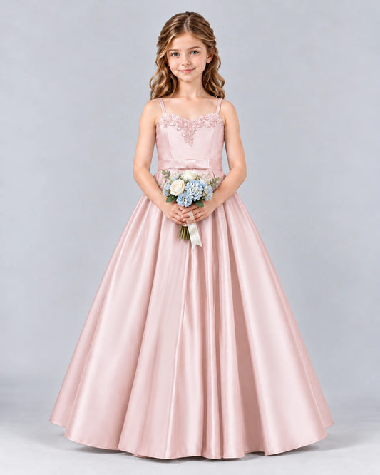 Blush Pink Ball Gown Junior Bridesmaid Dress Front