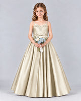Champagne Ball Gown Junior Bridesmaid Dress Front