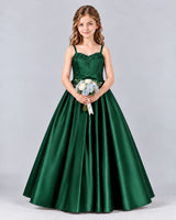Dark Green Ball Gown Junior Bridesmaid Dress Front