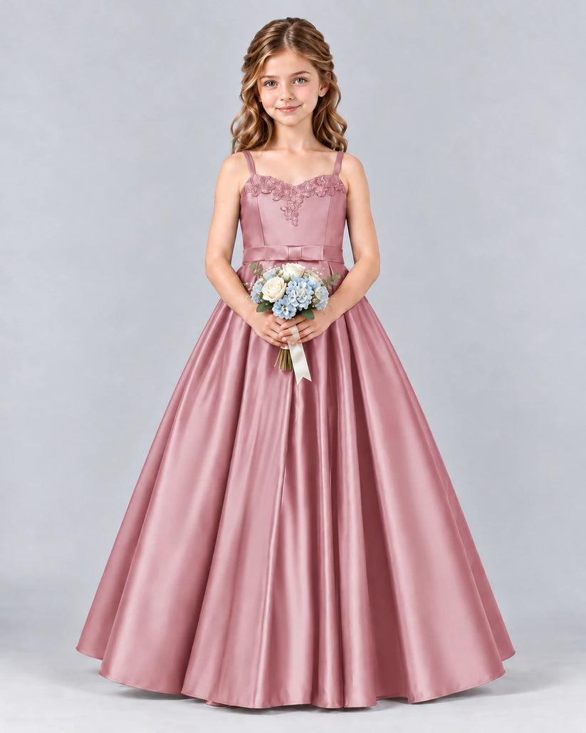 Dusty Rose Ball Gown Junior Bridesmaid Dress Front