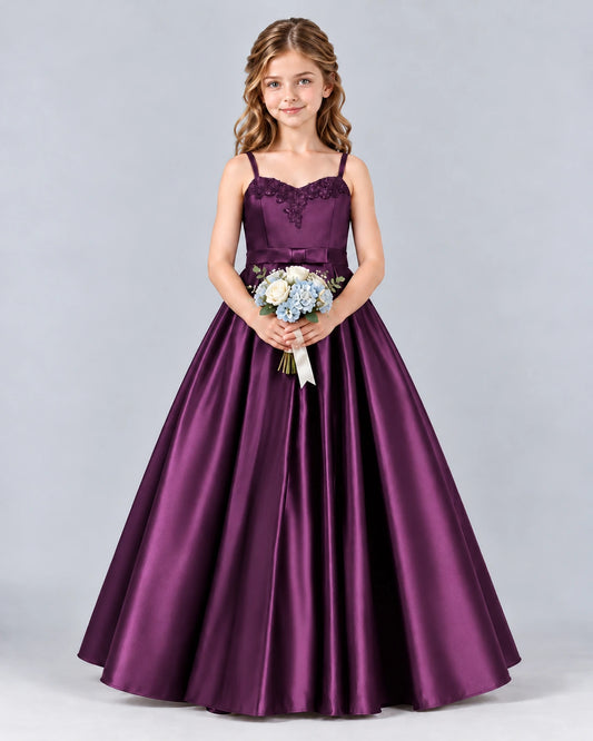 Grape Ball Gown Junior Bridesmaid Dress Front