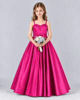 Hot Pink Ball Gown Junior Bridesmaid Dress Front