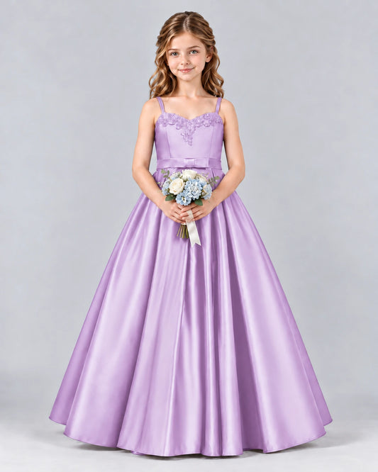 Lilac Ball Gown Junior Bridesmaid Dress Front