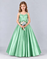 Mint Green Ball Gown Junior Bridesmaid Dress Front