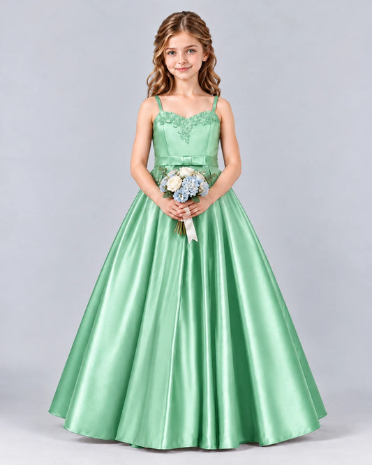 Mint Green Ball Gown Junior Bridesmaid Dress Front