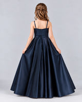 Navy Blue Ball Gown Junior Bridesmaid Dress Back [Shared]