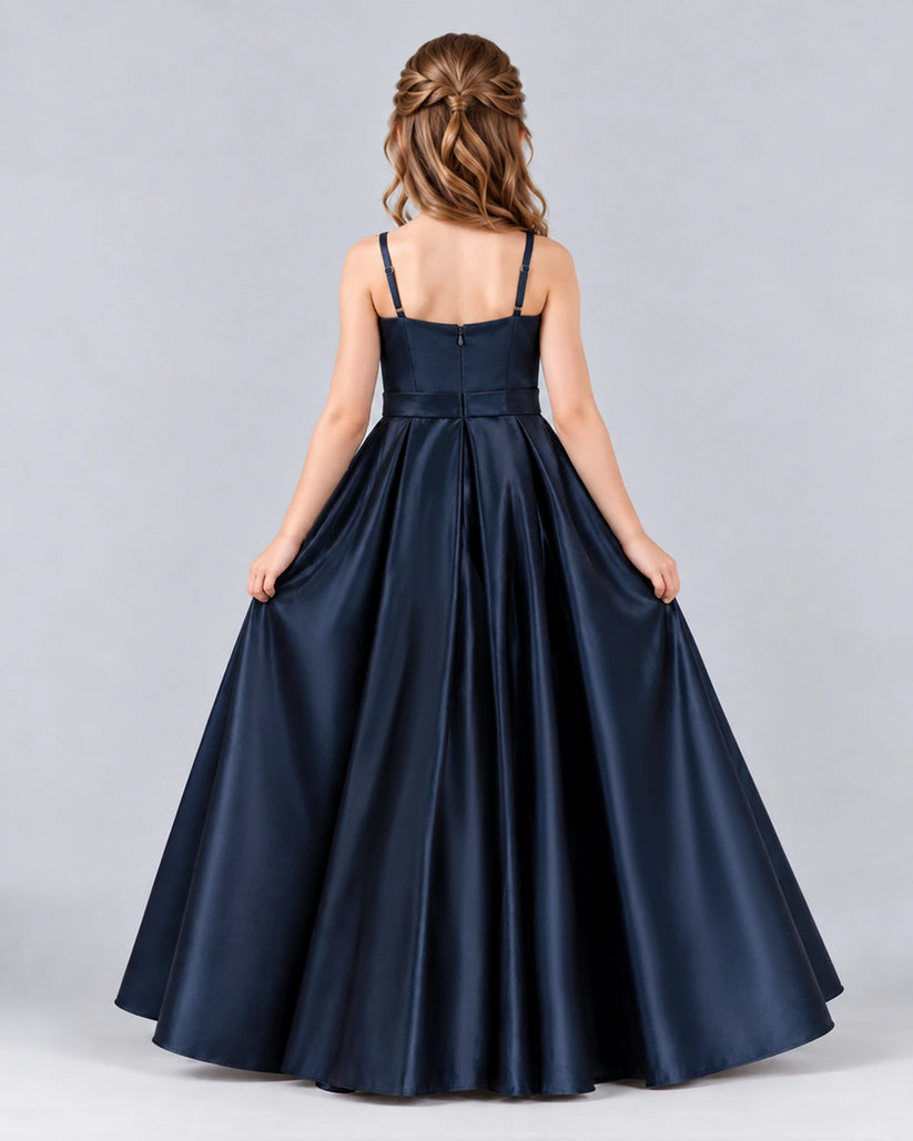 Navy Blue Ball Gown Junior Bridesmaid Dress Back [Shared]