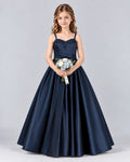 Dideyttawl Satin Appliqué Dress for Junior Bridesmaids