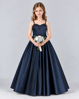 Navy Blue Ball Gown Junior Bridesmaid Dress Front