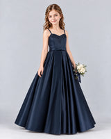 Navy Blue Ball Gown Junior Bridesmaid Dress Side [Shared]