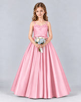 Pink Ball Gown Junior Bridesmaid Dress Front