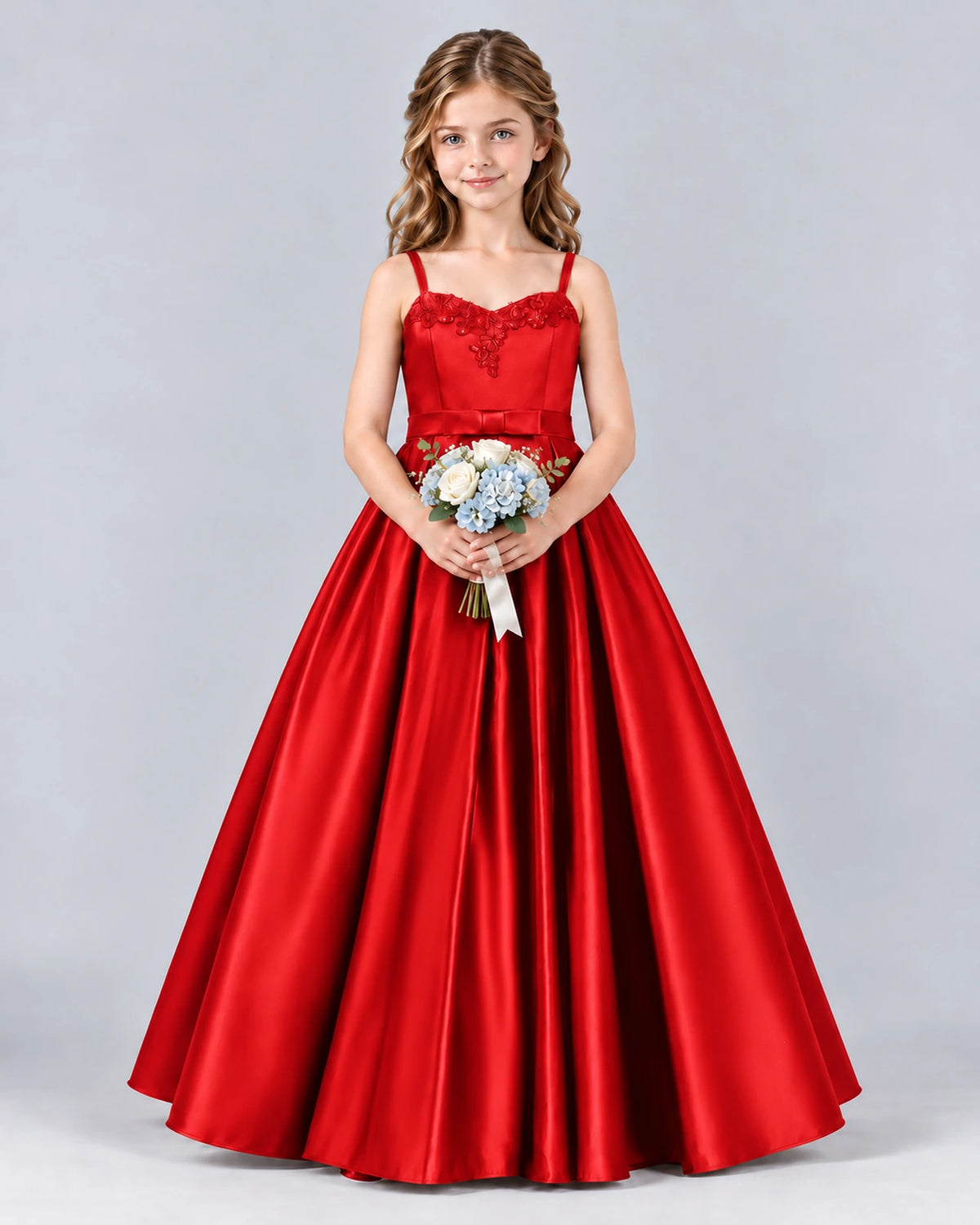 Red Ball Gown Junior Bridesmaid Dress Front
