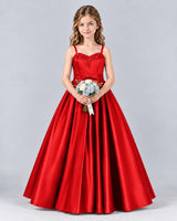 Red Ball Gown Junior Bridesmaid Dress Front
