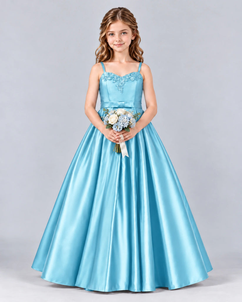 Sky Blue Ball Gown Junior Bridesmaid Dress Front