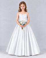 White Ball Gown Junior Bridesmaid Dress Front