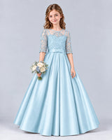 Baby Blue Ball Gown Junior Bridesmaid Dress Front