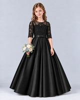 Black Ball Gown Junior Bridesmaid Dress Front