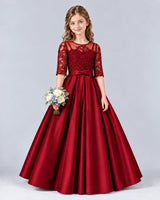 Burgundy Ball Gown Junior Bridesmaid Dress Front
