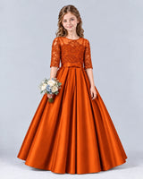 Burnt Orange Ball Gown Junior Bridesmaid Dress Front