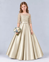 Champagne Ball Gown Junior Bridesmaid Dress Front