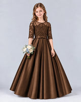 Chocolate Ball Gown Junior Bridesmaid Dress Front