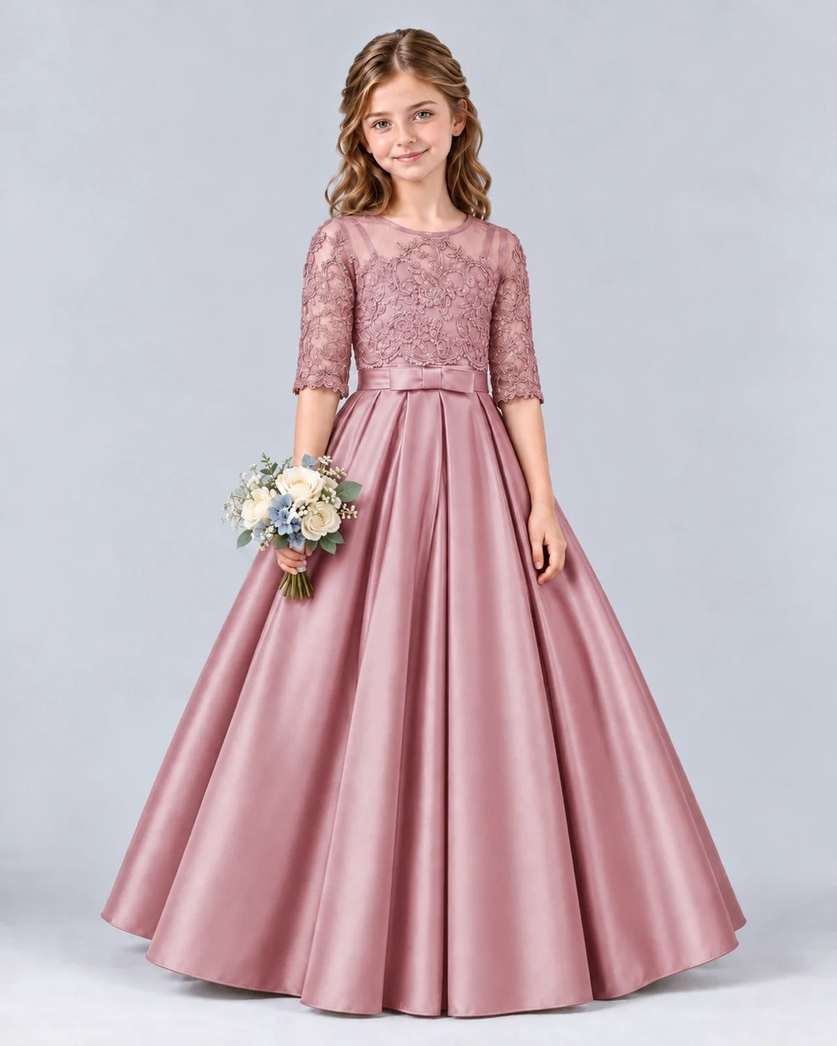 Dusty Rose Ball Gown Junior Bridesmaid Dress Front