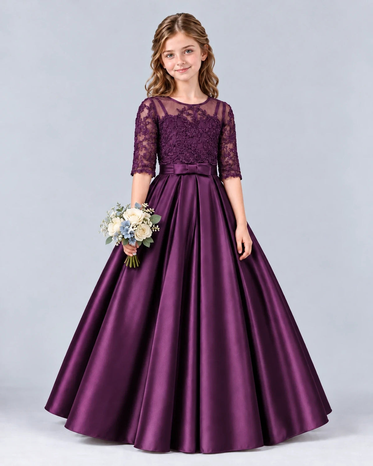 Grape Ball Gown Junior Bridesmaid Dress Front