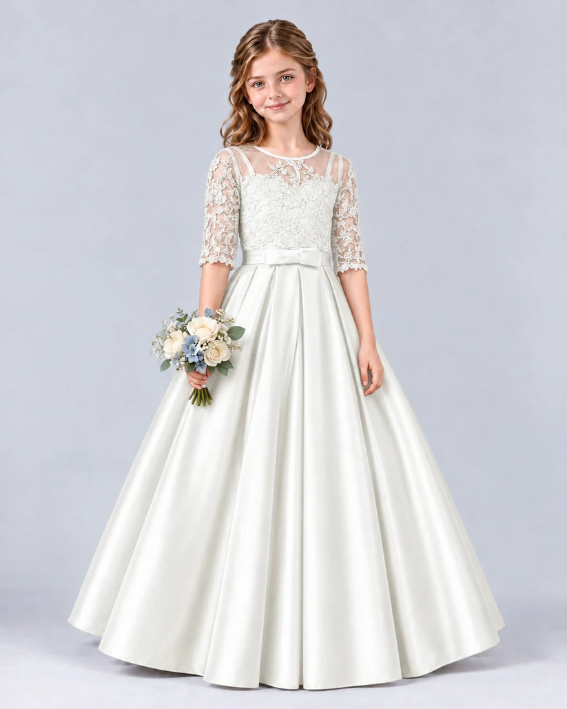Ivory Ball Gown Junior Bridesmaid Dress Front