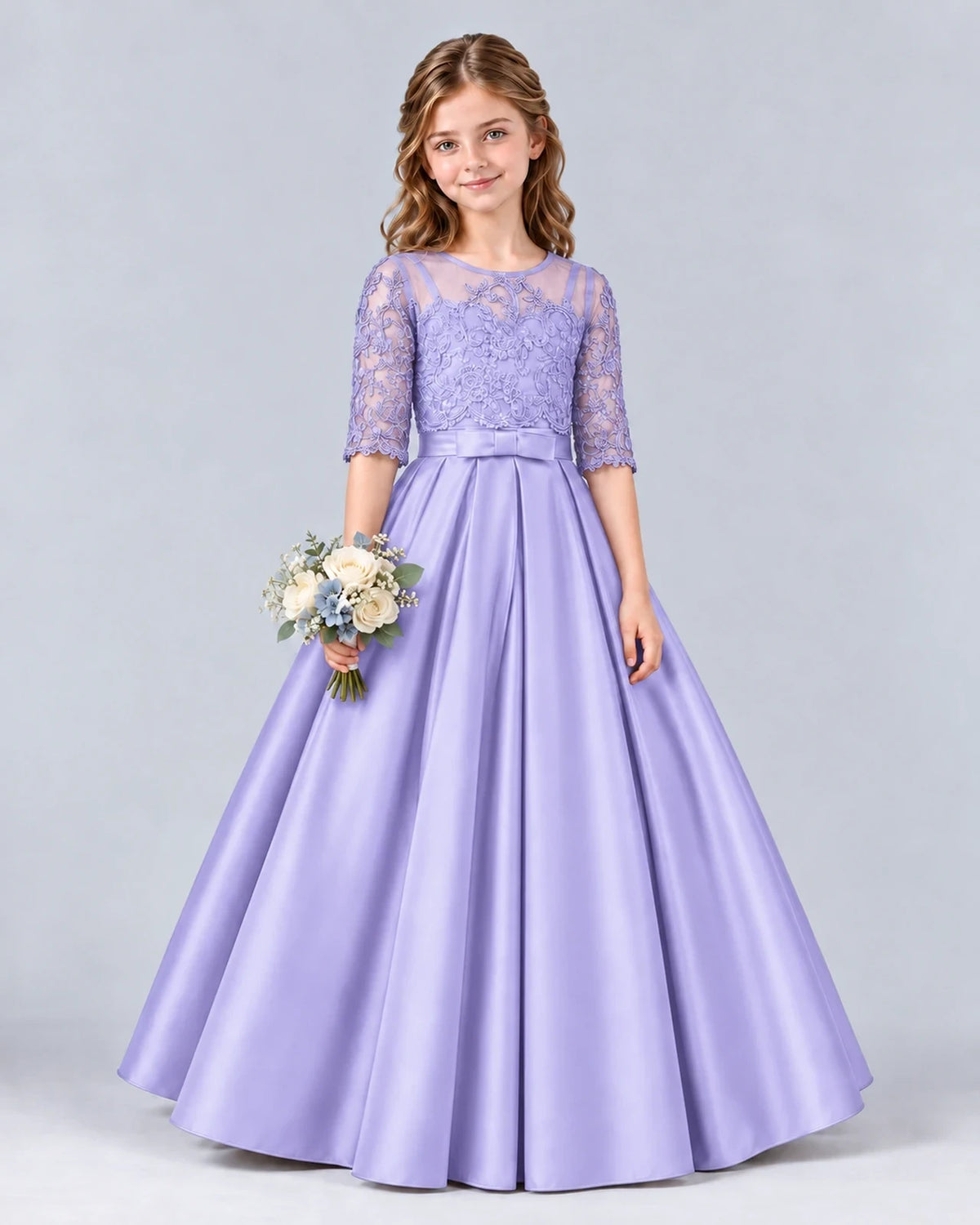 Lavender Ball Gown Junior Bridesmaid Dress Front